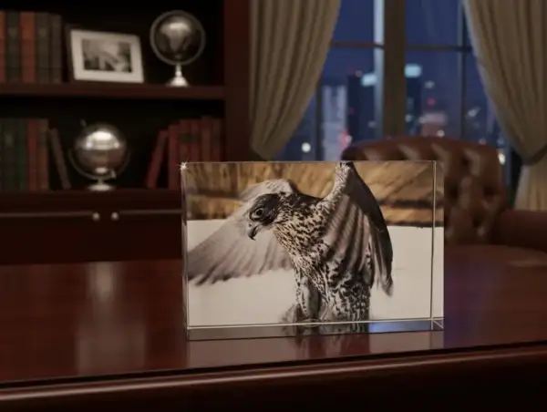 Crystal Glass Desk Decor – Featuring MB Gallery’s Falcon Photography